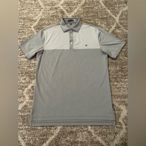 Men's Size Medium Peter Millar Summer‎ Comfort Golf Polo Athletic Gray Striped